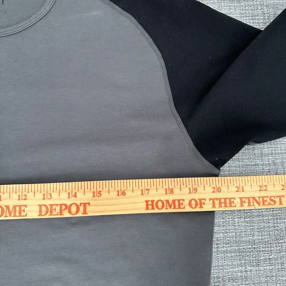 BYLT Shirt‎ Mens Medium Drop Cut Lux Short Sleeve Color Block Raglan Black Gray - Picture 7 of 10